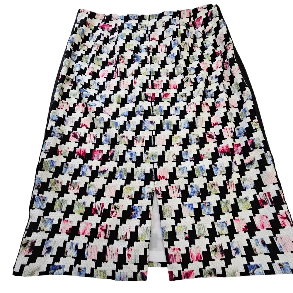 White House Black Market Houndstooth Black/White  Multicolor Pencil Skirt